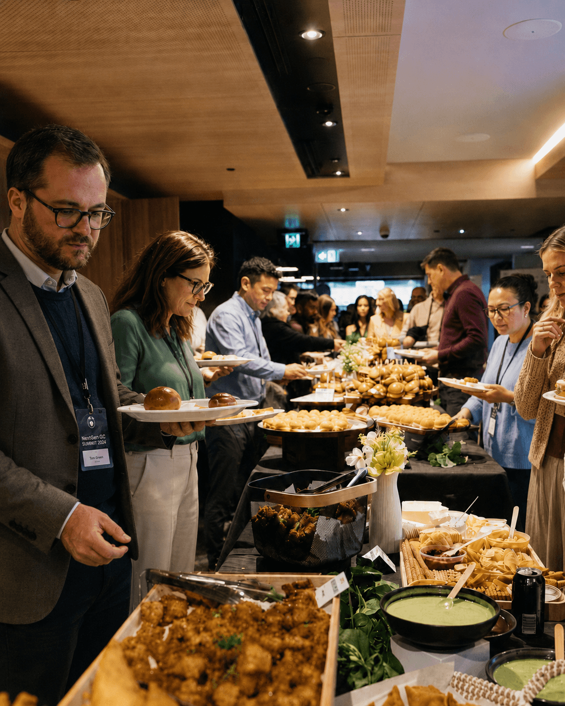 A pure vegetarian corporate catering spread styled for a Brisbane office event
