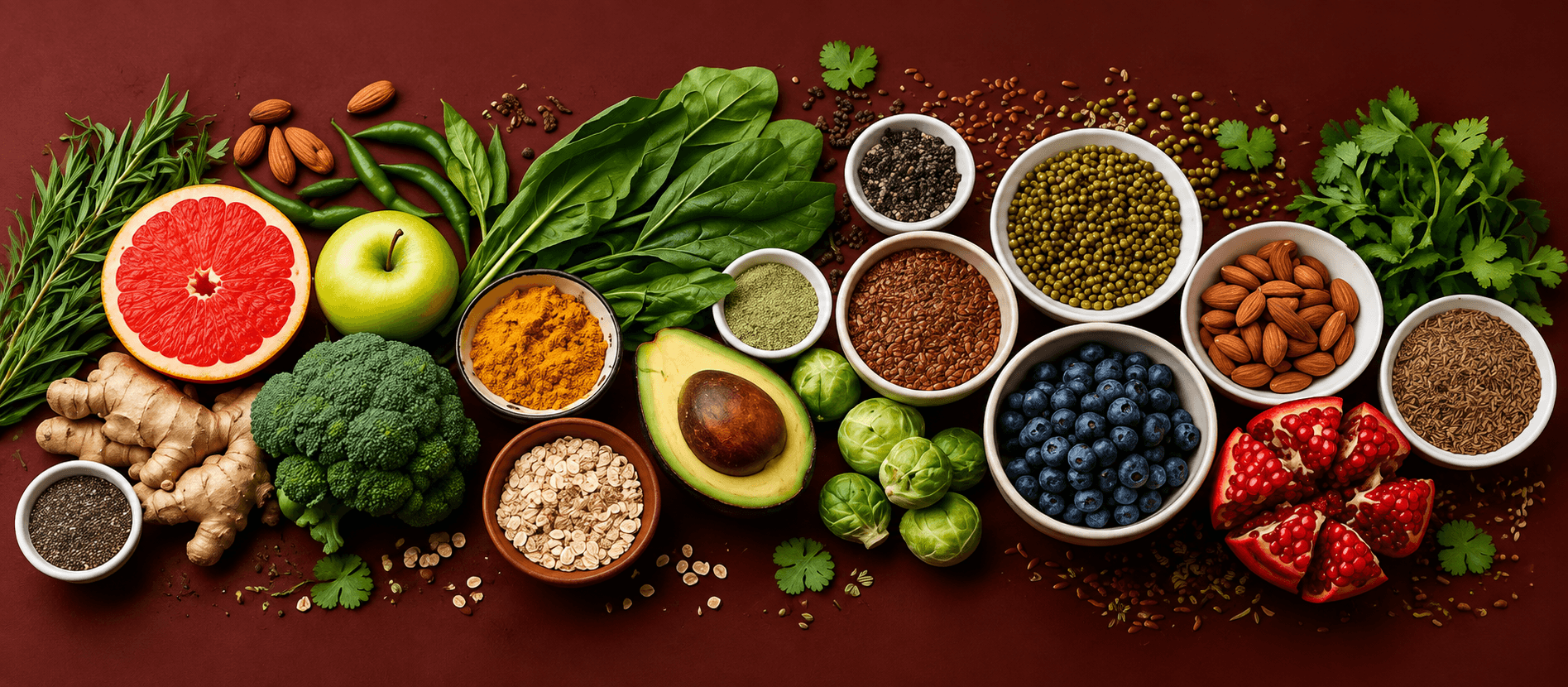 A variety of dishes styled to represent different dietary options